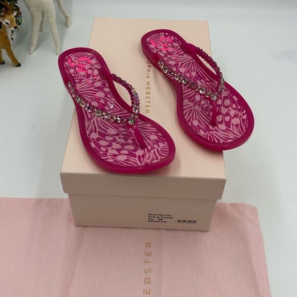 Women’s Sophia, Webster, pink and crystal flip-flops size 36 - Picture 2 of 8